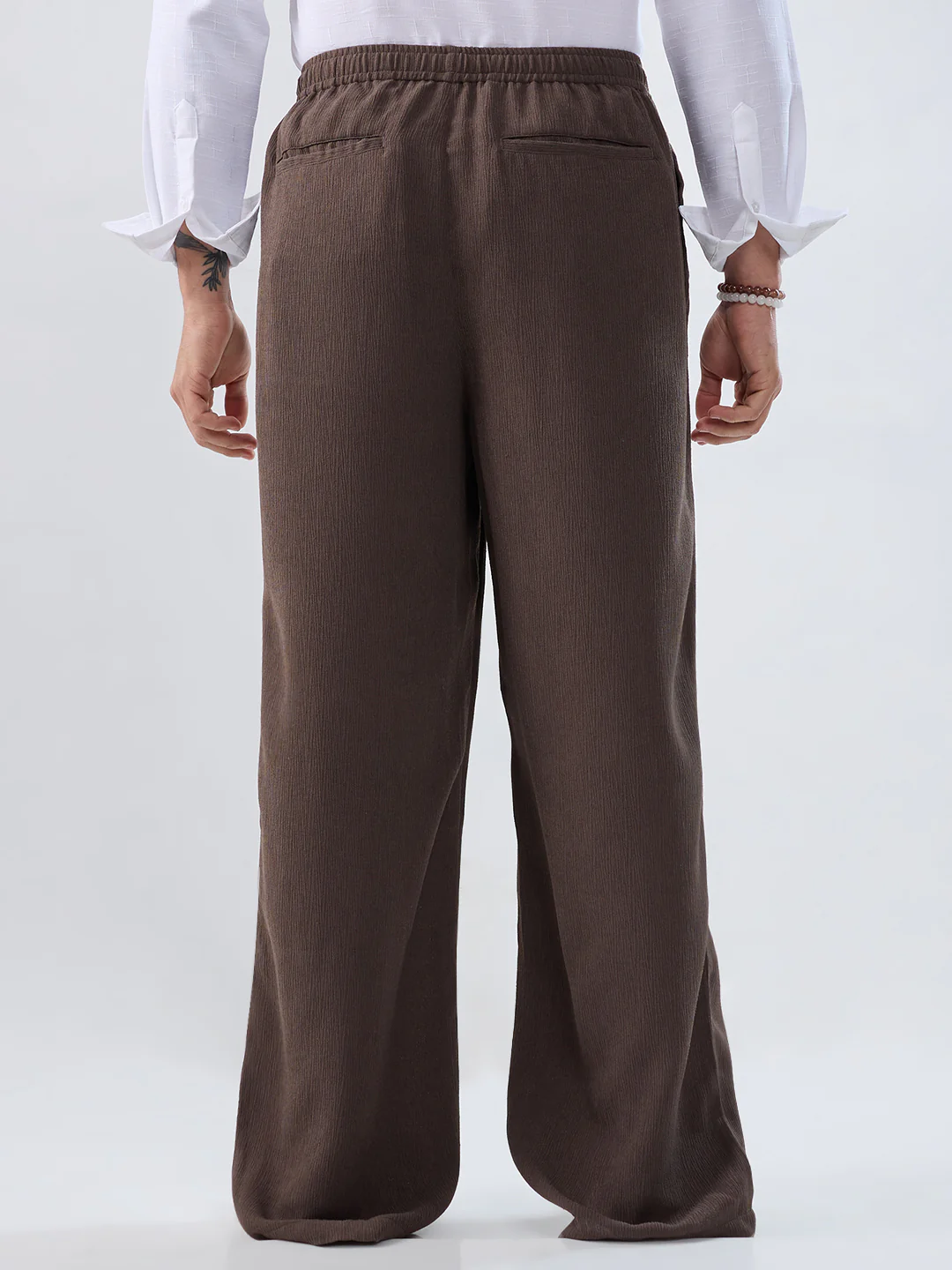 Deep Olive Soft Crepe Wide-Leg Trousers - Image 6