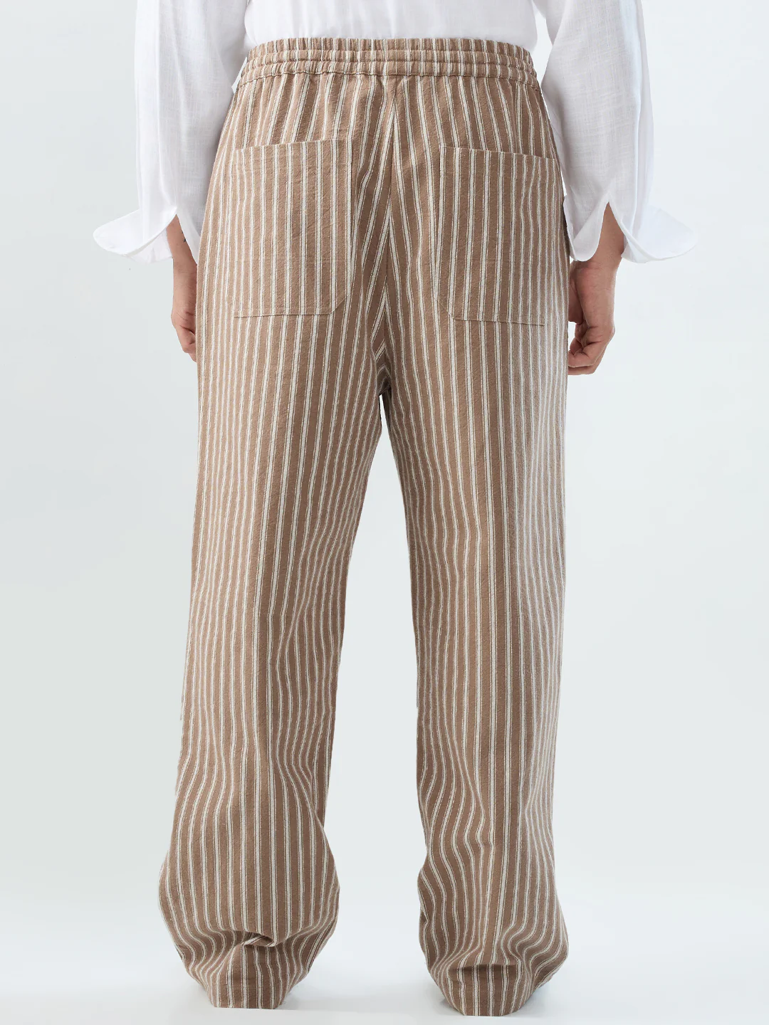 Beachline Brown Vertical Striped Straight-Fit Trousers - Image 7