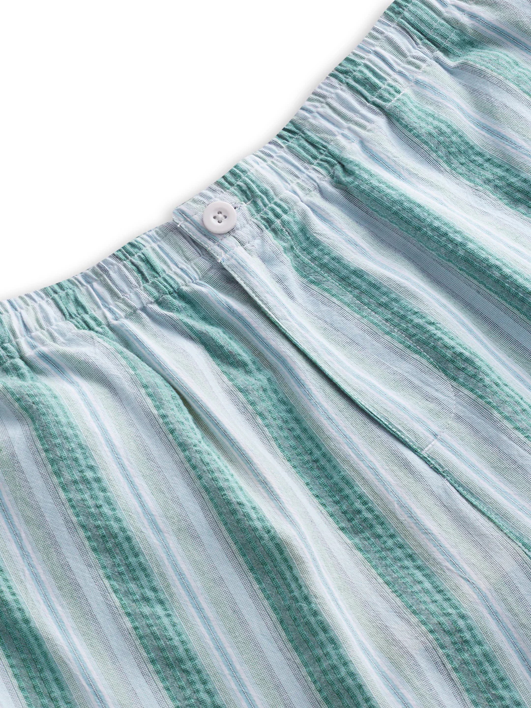 Coastal Teal Multi-Line Seersucker Wide-Leg Trousers - Image 3