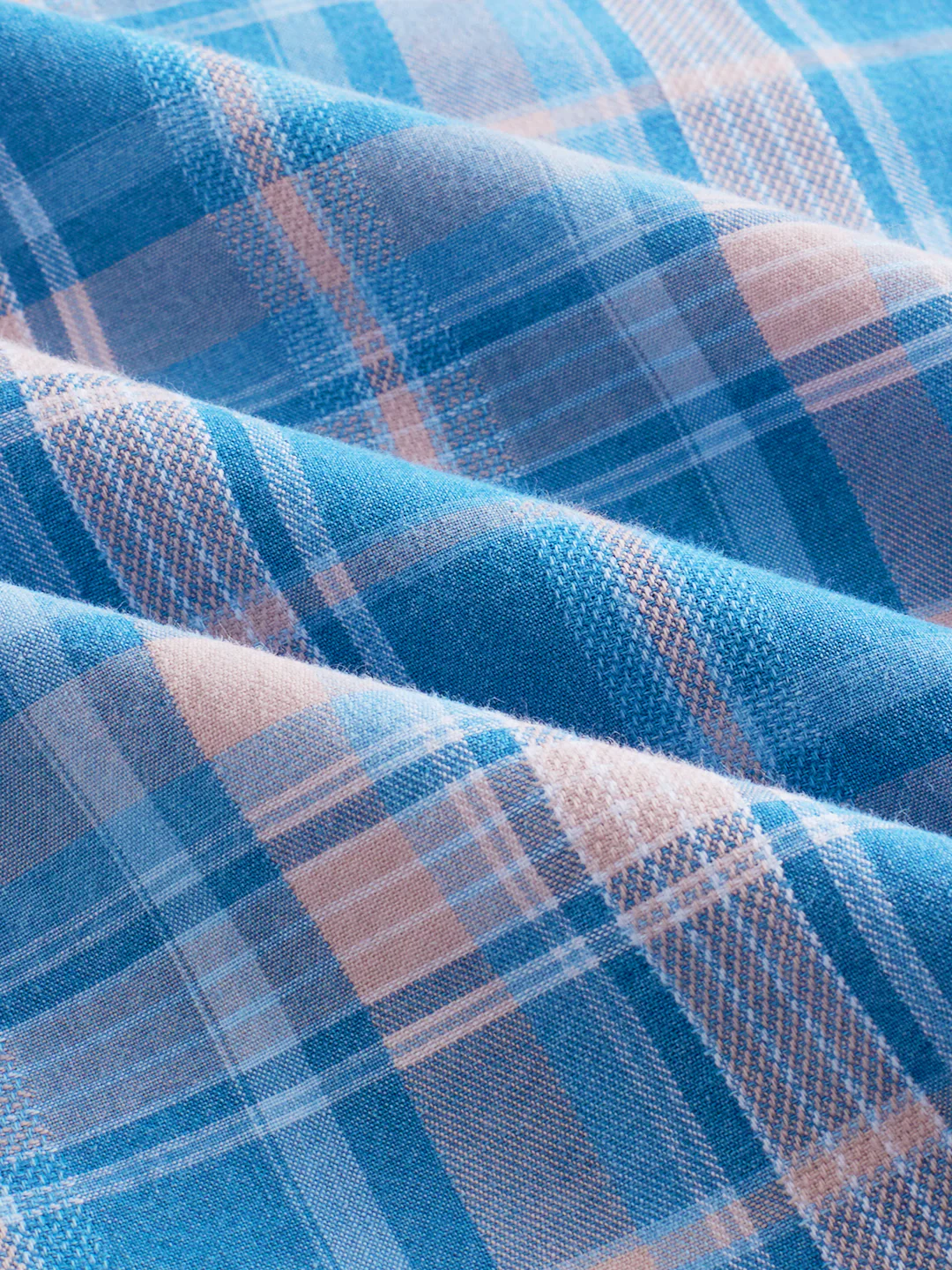 Denim Blue & Peach Plaid Checks Shirt - Image 8