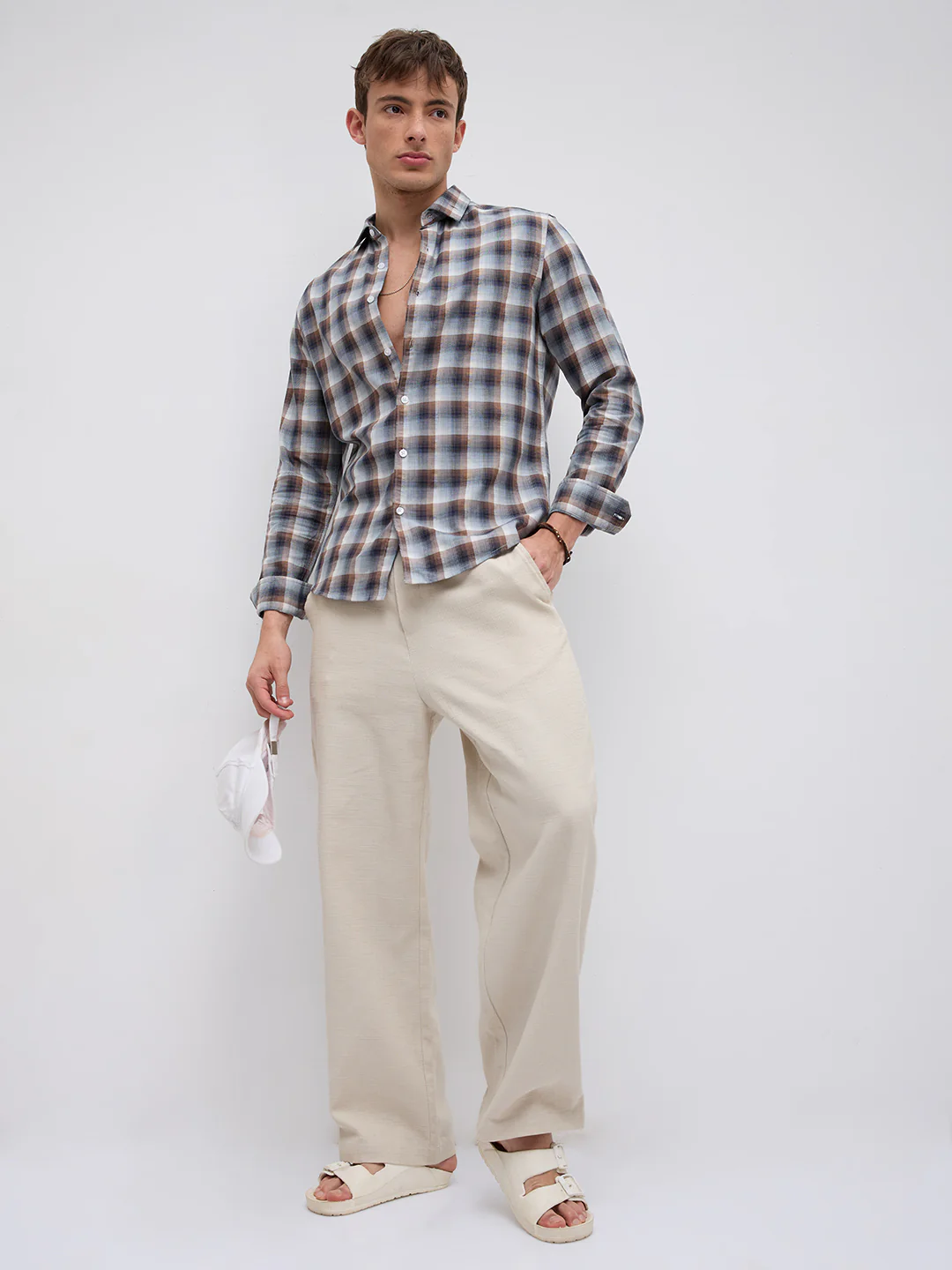 Grey & Brown Ombre Checks Classic Shirt - Image 8