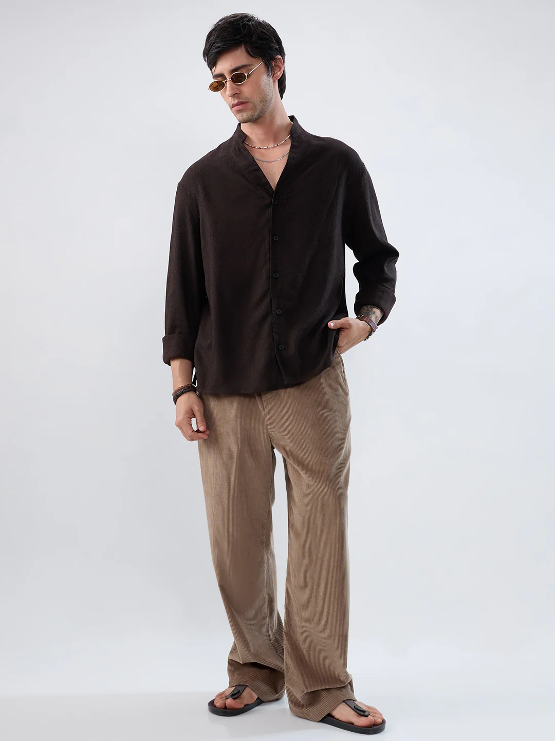 Pastel Olive Corduroy Straight-Fit Trousers - Image 8