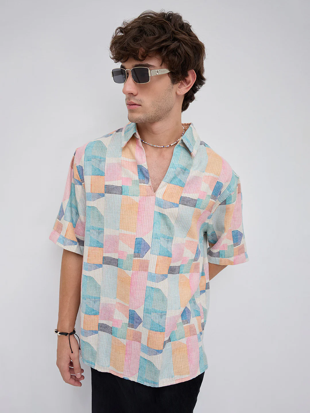 Sorbet Multi Premium Mirage Print Polo Oversized Shirt