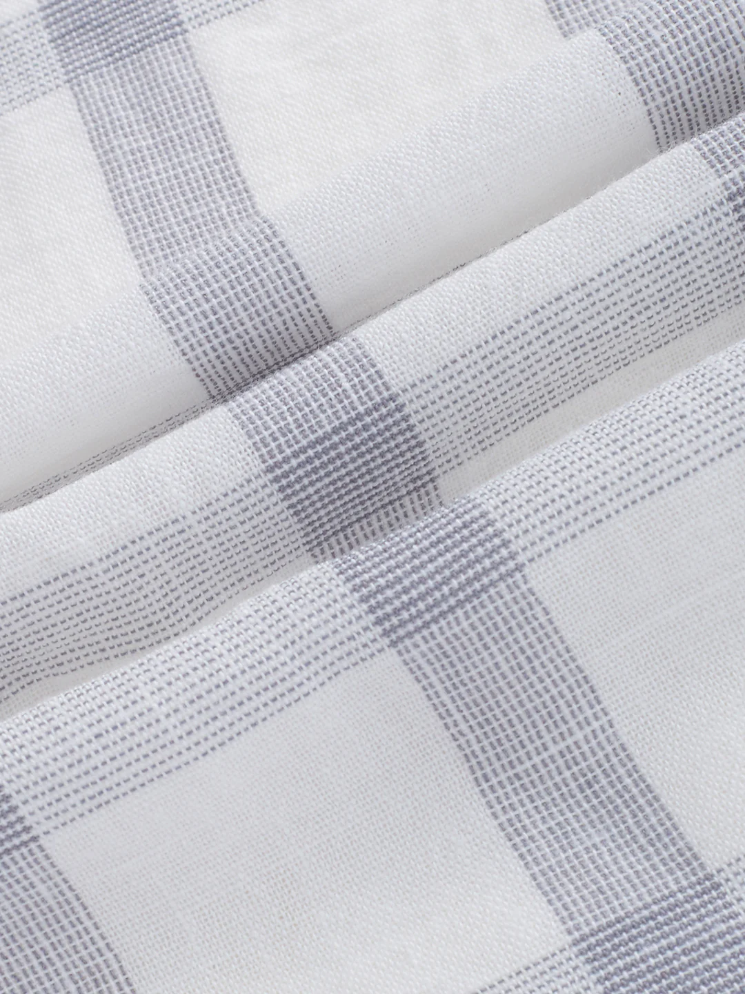 Stone Grey Checks  Fine-Weave Boxy Fit Crop Shirt - Image 3
